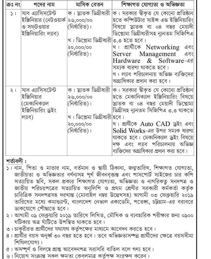 বাংলাদেশ নৌবাহিনী নিয়োগ
